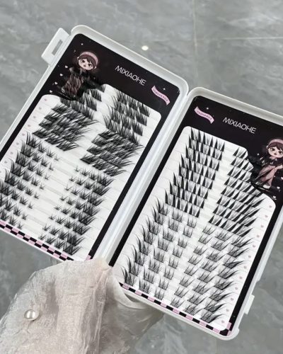 Мікс накладних пучкових вій в стилі "очі лисиці"