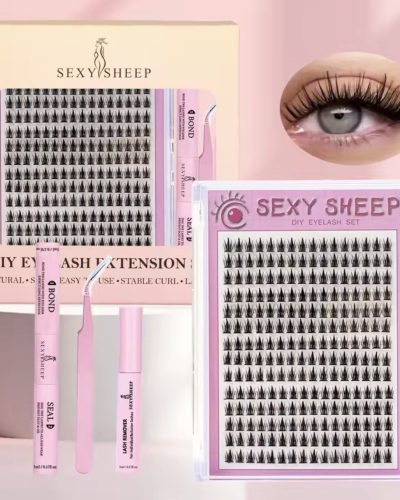 Набір для самостійного нарощування вій Sexy Sheep з клеєм, ремувером та пучковими віями