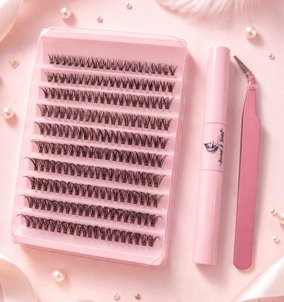 Набір накладних вій пучками 40D mix 8-16 мм з клеєм та пінцетом