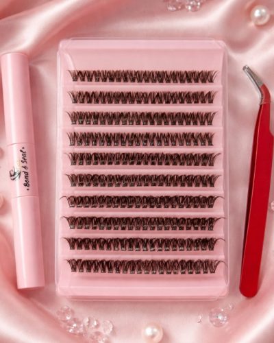 Набір для самостійного нарощування вій 50D з пучковими віями, клеєм та пінцетом