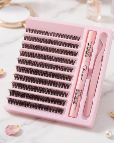 Набір накладних вій Manjesen: 200 пучків 50D + Клей та Закріплювач + Пінцет