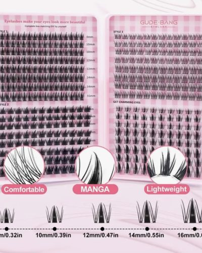 Накладні вії пучкові МІКС (4 види) з клеєм та пінцетом