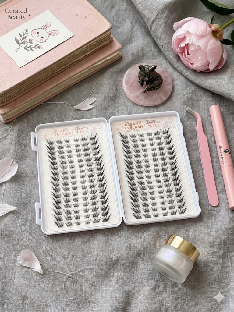 Накладні вії з ефектом погляду лисиці з клеєм та пінцетом від "Dreamy Eyelash" (192 шт)