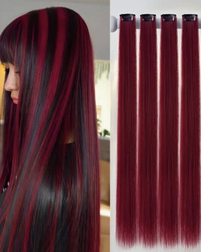 Пасма волосся (треси) вишнево-червоні штучні 1 шт