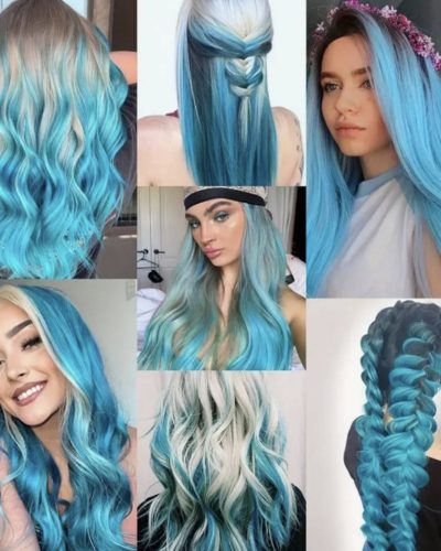 Пасма волосся (треси) небесно-блакитні штучні 1 шт