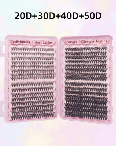 Набір для самостійного нарощування вій 640 пучків 20D/30D/40D/50D, вигин D, клей/закріплювач 2 в 1, ремувер, пінцет, щіточка