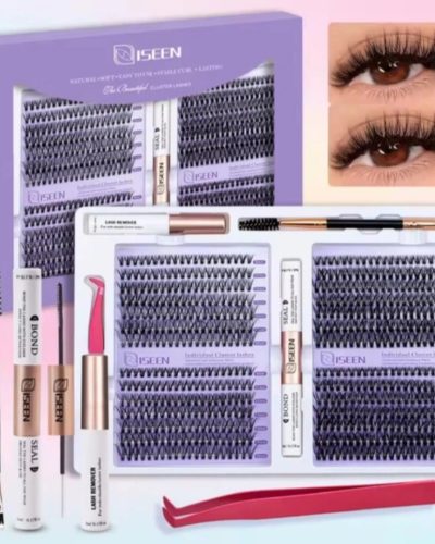 Великий набір для нарощування пучкових вій ISEEN Cluster Lashes Kit 30D/40D з клеєм Bond&Seal, ремувером, пінцетом та пензлем-щіточкою
